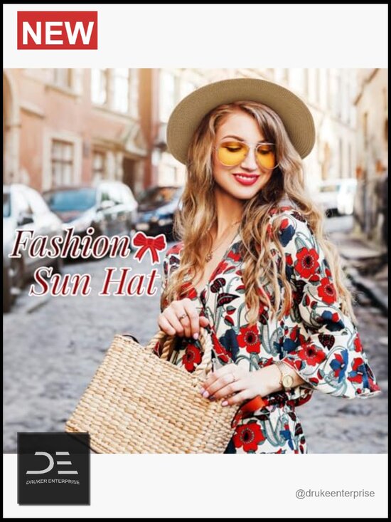 Foldable Straw Sun Hat UPF 50+ UV Protection Beach Hat Adjustable main image 4